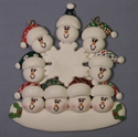 Picture of Snowman Family of 9 Around Snowflake