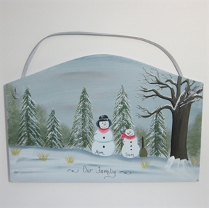 Picture of Single Snowman with 1 kid plaque
