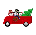Picture of Couple in Red Truck with 1 kid