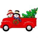 Picture of Snow Couple in Red Truck