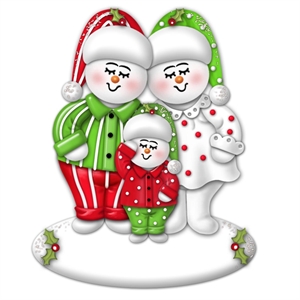 Picture of Snow Couple in PJs with 1 kid