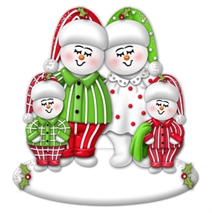 Picture of Snow Couple in PJs with 2 kids