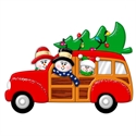 Picture of Snow Couple in Station Wagon with 1 kid