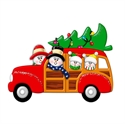 Picture of Snow Couple in Station Wagon with 2 kids