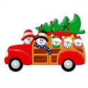 Picture of Snow Couple in Station Wagon with 3 kids